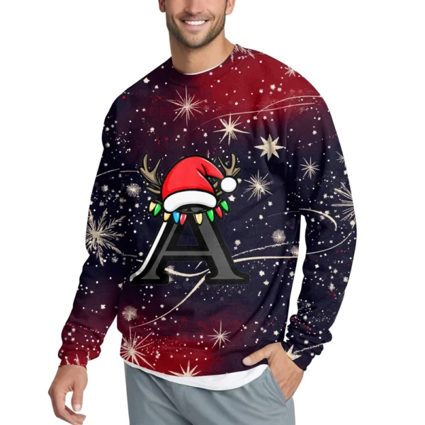 Men's Casual Fashion Comfortable Christmas Printed Round Neck Pullover - Image 7