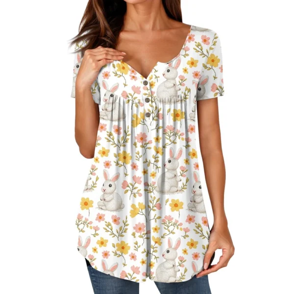 Women's Loose Round Neck Printed Fashion Short Sleeved Casual Daily T-Shirt - Image 38