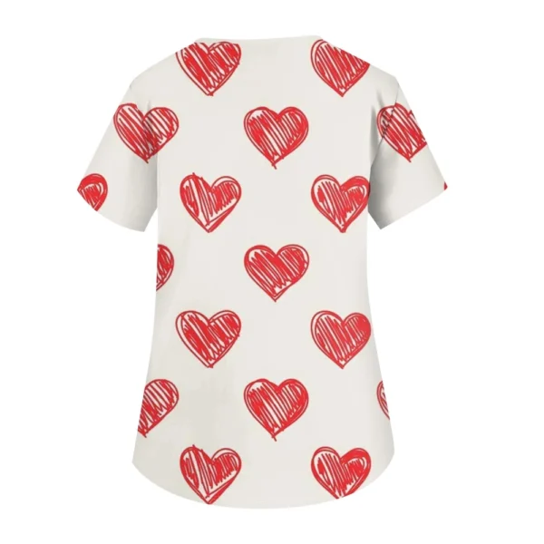 Women's Fashion V-neck Short Sleeve Workwear With Pockets Printed Tops - Image 11
