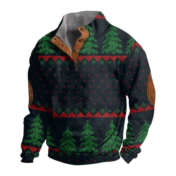 Men's Buttoned Sweatshirt With European And American Autumn/winter Printed Long - Image 4