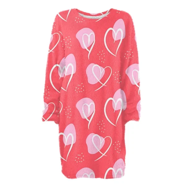Women's Round Neck Casual Long Sleeve Valentine's Day Plush Gradient Plaid - Image 11