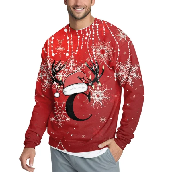 Men's Casual Fashion Comfortable Christmas Printed Round Neck Pullover - Image 41