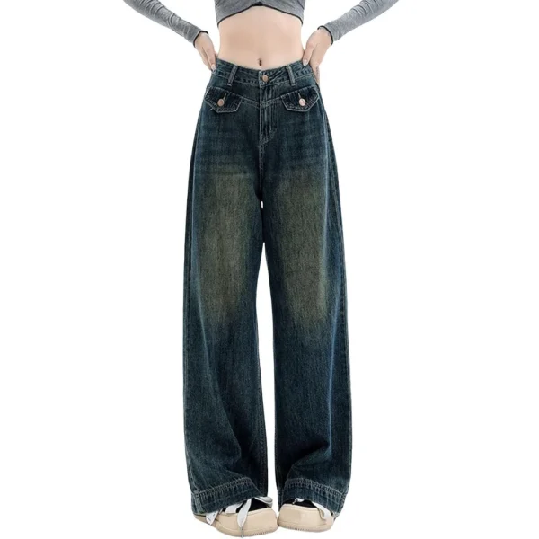 Women's Jeans Wide Leg Baggy Jeans High Waist Cargo Pants Loose Trousers