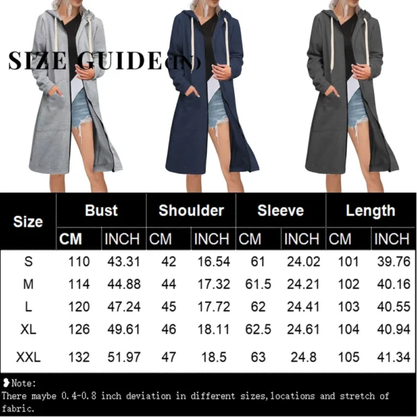Women's Zip Up Hoodies Oversized Fleece Long Sleeve Sweatshirts Jacket Coat - Image 25