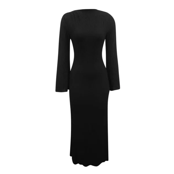 Women's Fall Dresses 2024 Maxi Dresses Solid Flare Sleeve Dress Bodycon Dresses - Image 8