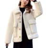 Women's Fall And Winter  Casual Solid Colour Standing Collar Button Hundred - Image 23