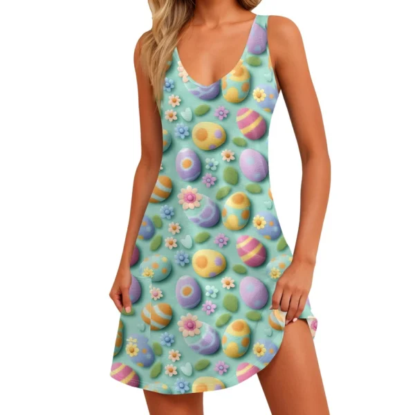 Women's Floral Print Dress, Vest, Skirt With Pockets, Beach Skirt, V-Neck Vest - Image 29
