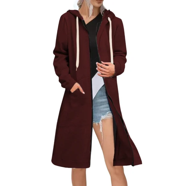 Women's Zip Up Hoodies Oversized Fleece Long Sleeve Sweatshirts Jacket Coat - Image 27