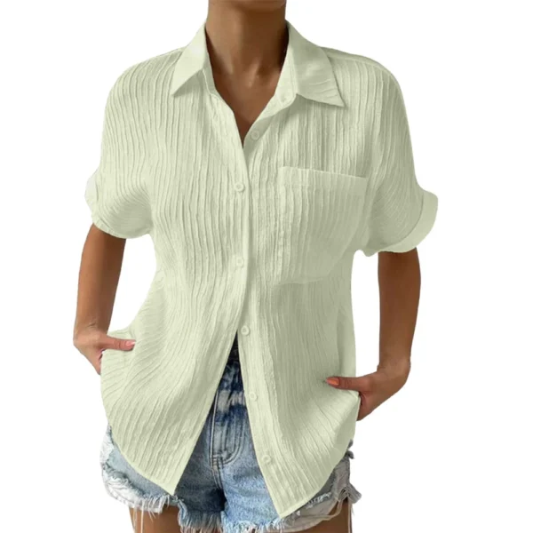 Women's Patchwork Pocket Solid Color Temperament Casual Lapel With Shoulder - Image 23