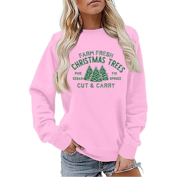 Women's Sweatshirt Sports Christmas Print Pullover Sweatshirt Round Neck Long - Image 31