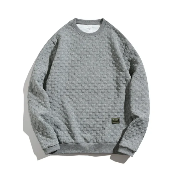 Fall And Winter Men's Hoodie Heavy Plaid Loose Casual Pullover Round Neck Shirt - Image 8