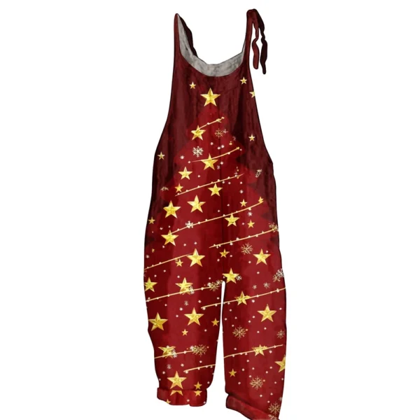 Women's Vintage Loose Christmas Casual Shoulder Strap Jumpsuit Print - Image 29