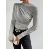 Women's Solid Color Slim Long Sleeve T-Shirt Women - Image 9