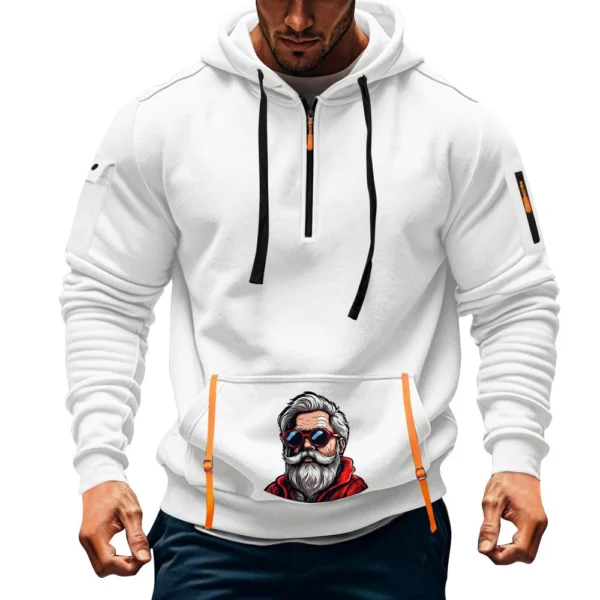 Men's Printed Sweatshirt Hoodie Zipper Arm Pocket Cardigan Men's Sports Large - Image 34