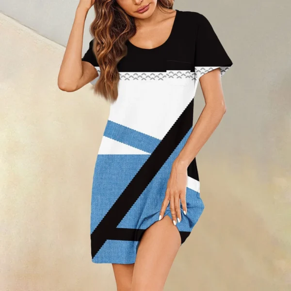 Womens Summer Dresses Short Sleeve Linen Casual T-Shirt Dresses Swing Beach - Image 22