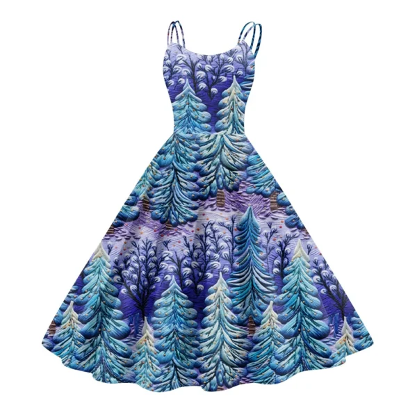 Women's Printed Strapless Gothic Cocktail Punk Sexy Fashion Dress Christmas - Image 38