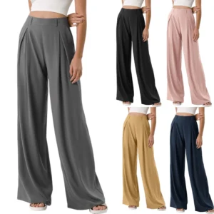 Women's High Waisted Work Pants Casual Outfits 2024 Office Trousers with Pockets