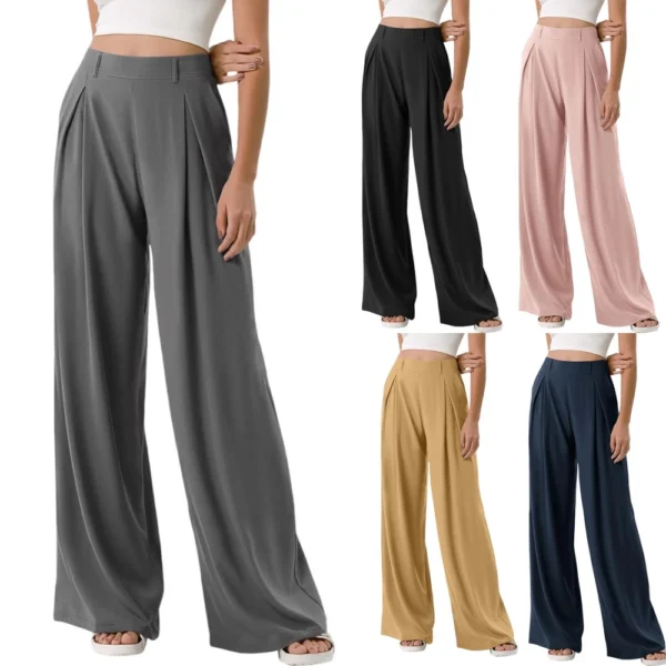 Women's High Waisted Work Pants Casual Outfits 2024 Office Trousers with Pockets