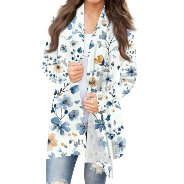 Women's Fashion Casual Vintage Floral Printed Mid-Length Cardigan Jacket - Image 25