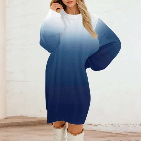 Women's Round Neck Casual Long Sleeve Plush Dresses - Image 16