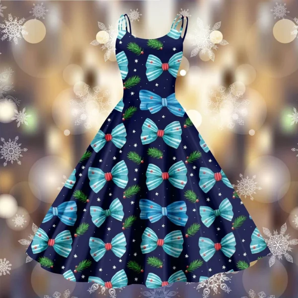 Women's Printed Strapless Christmas Fashion Gothic Cocktail Sexy Dress Punk - Image 31