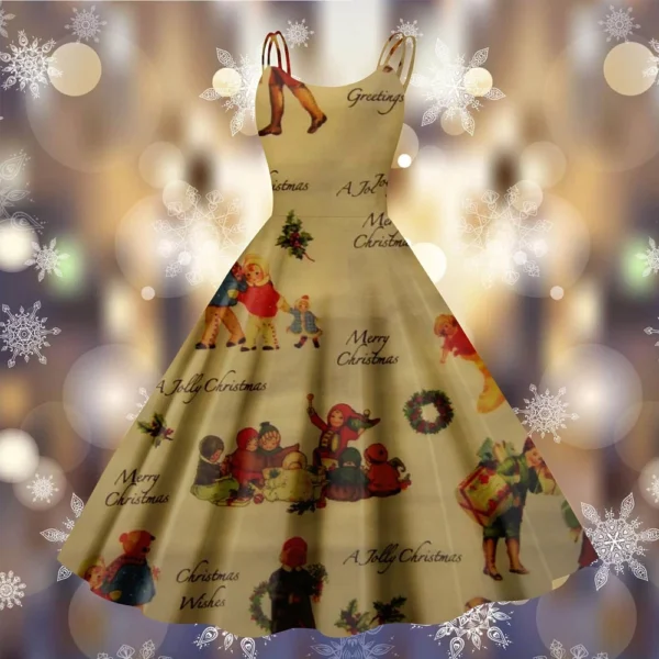 Women's Printed Strapless Christmas Fashion Gothic Cocktail Sexy Dress Punk - Image 22