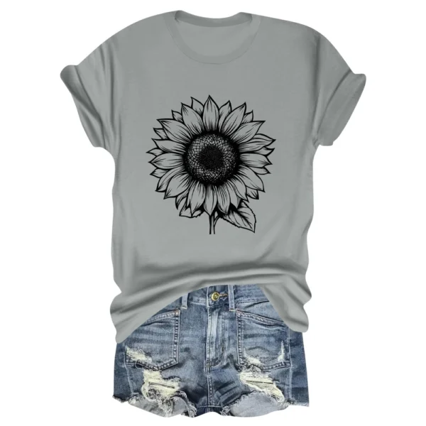 Women's Daily Short Sleeved Fashion Casual Printed Loose Round Neck T-Shirt - Image 20