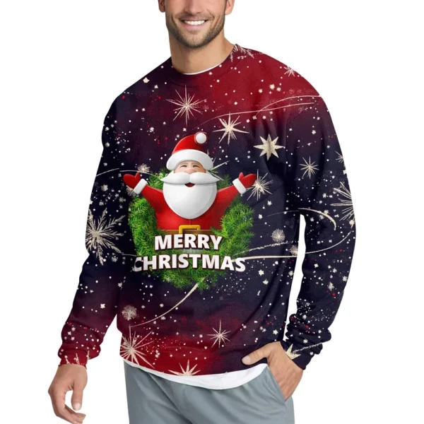 Men's Casual Fashion Comfortable Christmas Printed Round Neck Pullover - Image 38