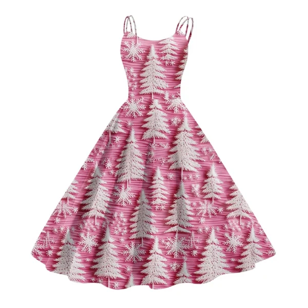 Women's Printed Strapless Gothic Cocktail Punk Sexy Fashion Dress Christmas - Image 5