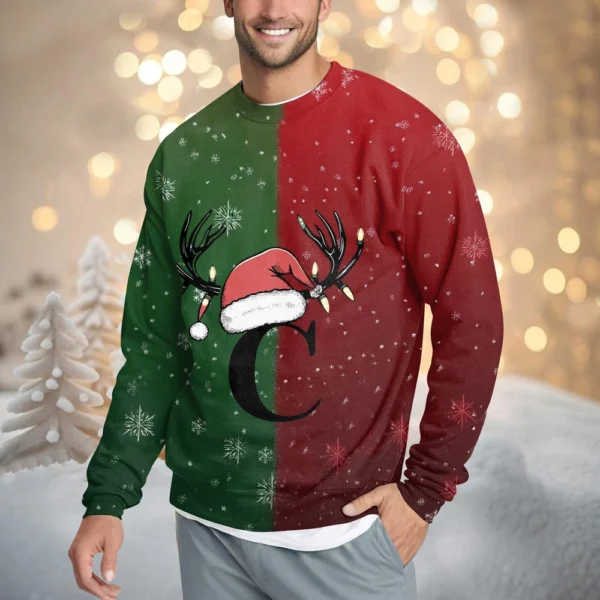 Men's Casual Fashion Comfortable Christmas Printed Round Neck Pullover - Image 34