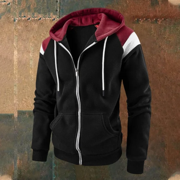 Men's Color Contrast Fashion Hoodie Men's Casual Sports Coat - Image 9