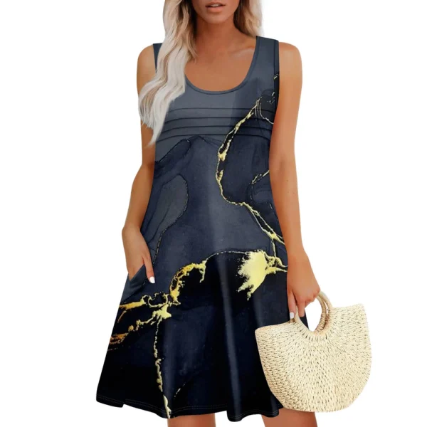 Womens Summer Dresses Loose  Sleeveless Sundresses Dress With Pockets - Image 13