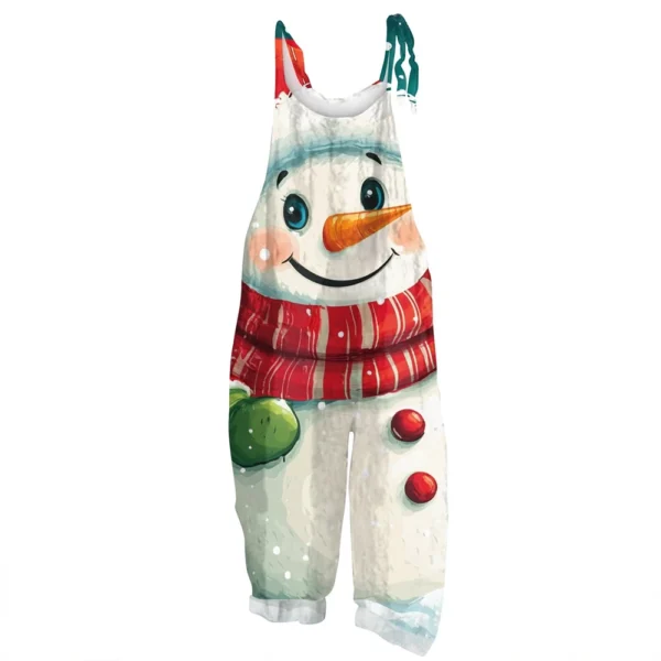 Women's Vintage Casual Print Loose Christmas Jumpsuit Shoulder Strap - Image 35