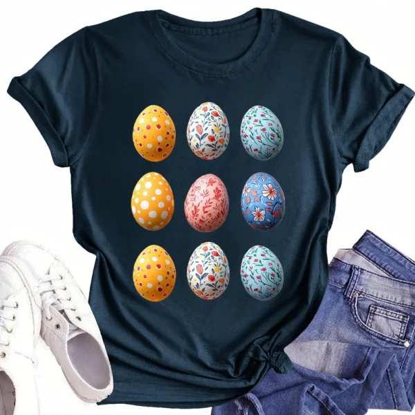 Women's Short Sleeved Casual Daily Round Neck Printed Fashion Loose T-Shirt - Image 22