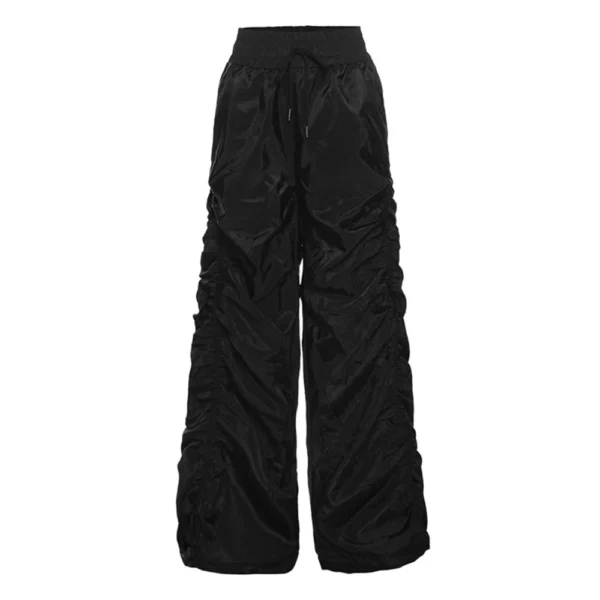 Women's Solid Color Baggy High-waisted Hip Lift Pleated Baggy Lace-up Casual - Image 7