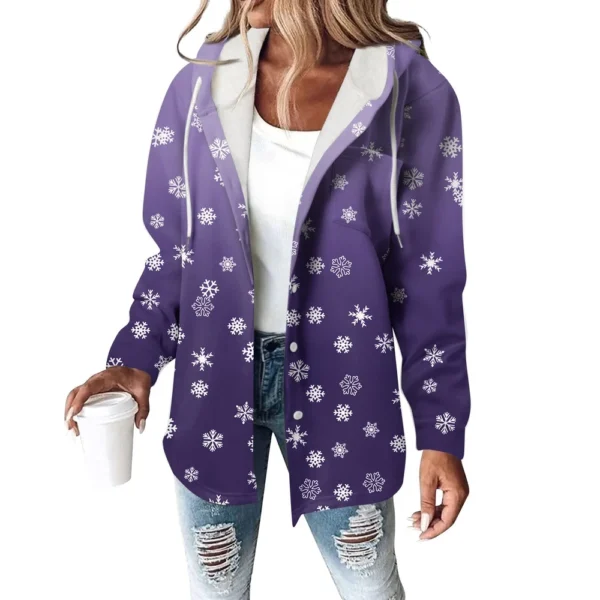 Women's Coat Casual And Fashionable Composite Thick And Warm Printed Hooded - Image 5