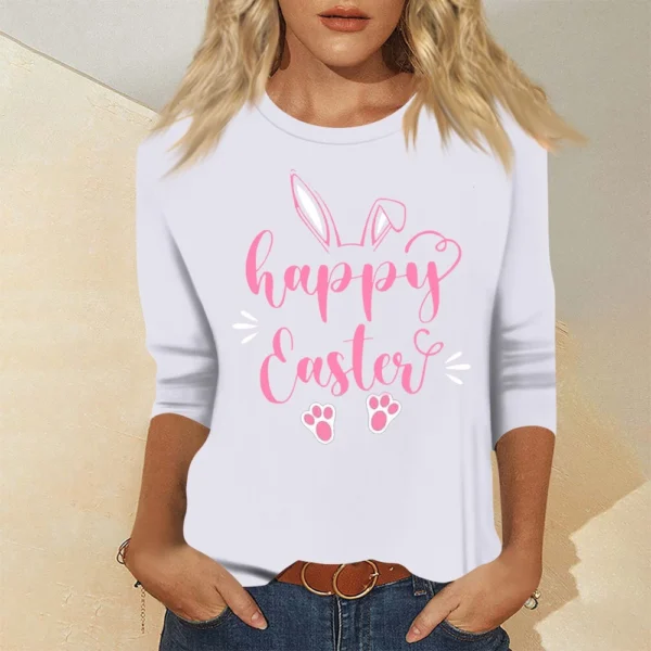 Women's Tops Basic Casual Printed 3/4 Sleeve Plus Size Easter Fashion Pullover - Image 34