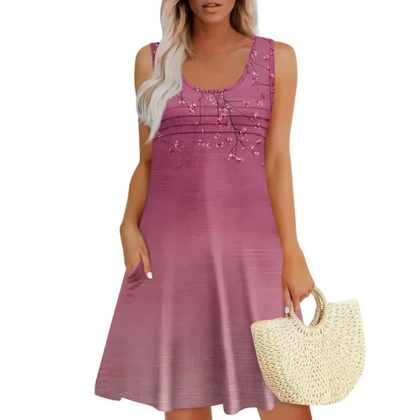 Womens Summer Dresses Loose  Sleeveless Sundresses Dress With Pockets - Image 19