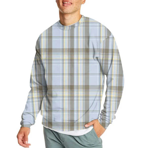 Men's Casual Fashion Comfortable Plaid Round Neck Pullover Sweatshirt Sweatshirt - Image 35