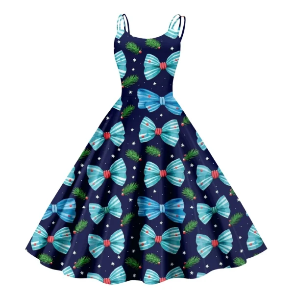 Women's Printed Strapless Christmas Fashion Gothic Cocktail Sexy Dress Punk - Image 32