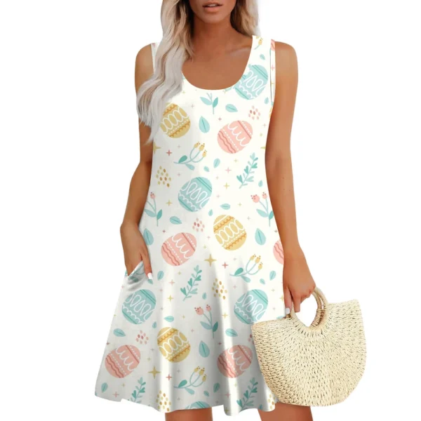 Women's Summer Dresses Fashion Easter Printed Loose Casual Sundresses Dress - Image 32