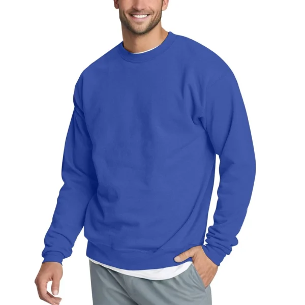 Men's Casual Fashion Comfortable Solid Color Round Neck Pullover Sweatshirt - Image 4