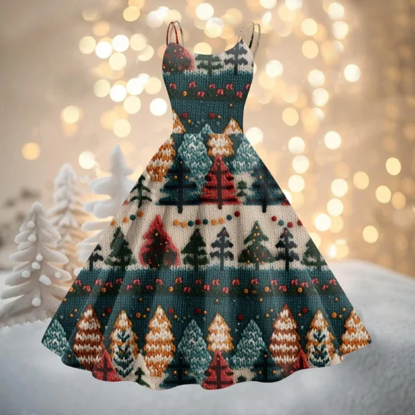 Women's Printed Strapless Gothic Cocktail Punk Sexy Fashion Dress Christmas - Image 22