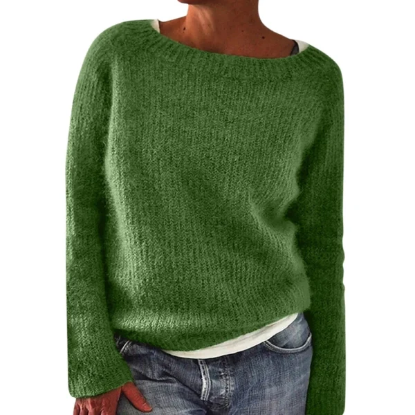 Women's Fashionable Casual Solid Color Round Neck Pullover Loose Long Sleeved - Image 13