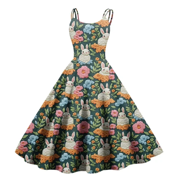 Women's Casual Fashion Print Sexy Off Shoulder Punk Retro Dress Retro Dress - Image 22