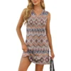 Women's V-neck Summer Casual Beach Vacation Women's Sleeveless Vintage Print - Image 73