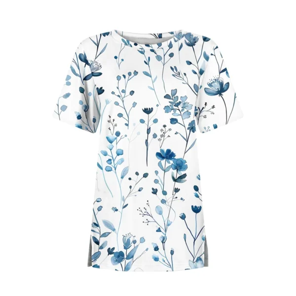 Women's Round Neck Casual Fashion Printed Daily Short Sleeved Loose T-Shirt - Image 11
