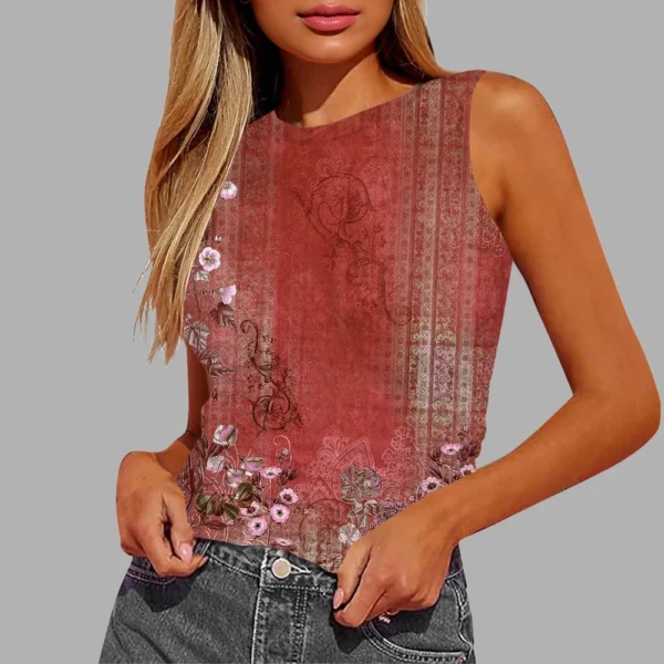 Women's Sleeveless Pleated Vest Shirt Top - Image 40