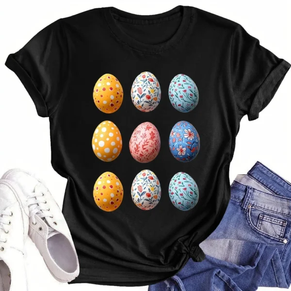 Women's Short Sleeved Casual Daily Round Neck Printed Fashion Loose T-Shirt - Image 16