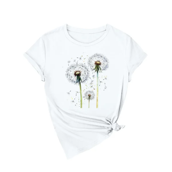 Women's Loose Daily Casual Round Neck Short Sleeved Fashion Printed T-Shirt - Image 7